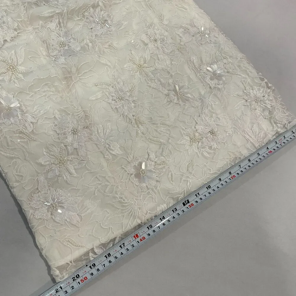 ~ BHLDN Lg 2in1 Mini Dress 3D Floral, Removable Puff-Sleeve Large Wedding Bridal - Picture 12 of 16